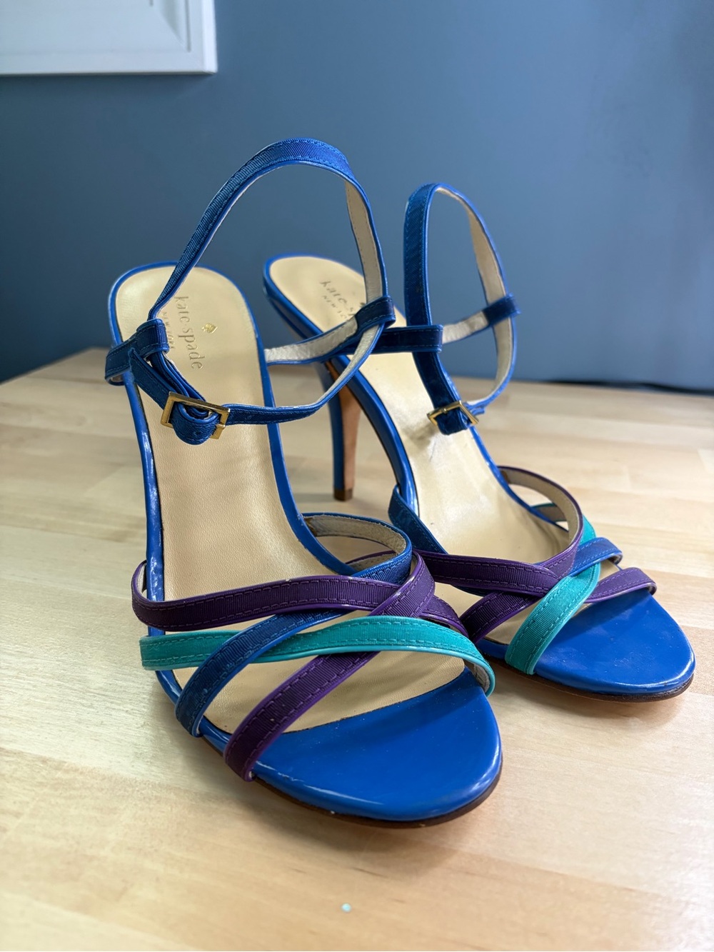 Kate Spade Vero Cuio Blue Strap High Heels Size 10